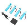 4 szt. Bateria litowo-jonowa do helikoptera RC Plastikowa niebieska 3,7 V 520 mAh Akcesoria do samolotu RC z ładowarką dla WLtoys V977