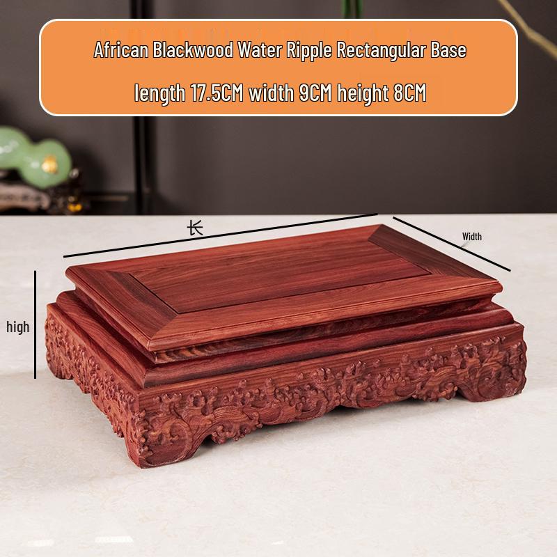 Socha Buddhy z palisandru a ručně vyráběné předměty Guanyin na podstavci z masivního dřeva s obdélníkovou vázou a kamenným bonsají