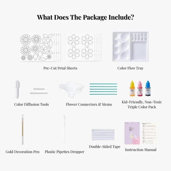 1 Set DIY-Blütenblatt-Bastelset, handgefertigtes Malpapier-Blumenbastelset, für Kleinkinder und Erwachsene, pädagogisches DIY-Set für bunte Blumensträuße
