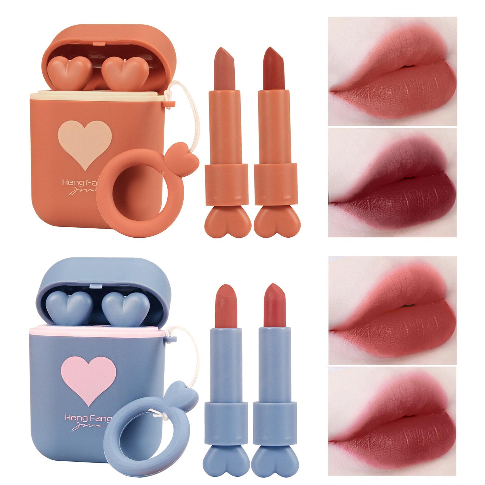 

Hengfang 2 компл./лот наушники Love Icon двойная трубка с антипригарным покрытием долговечная водонепроницаемая помада матовая помада в форме наушников губная помада телесного цвета красные губы макияж