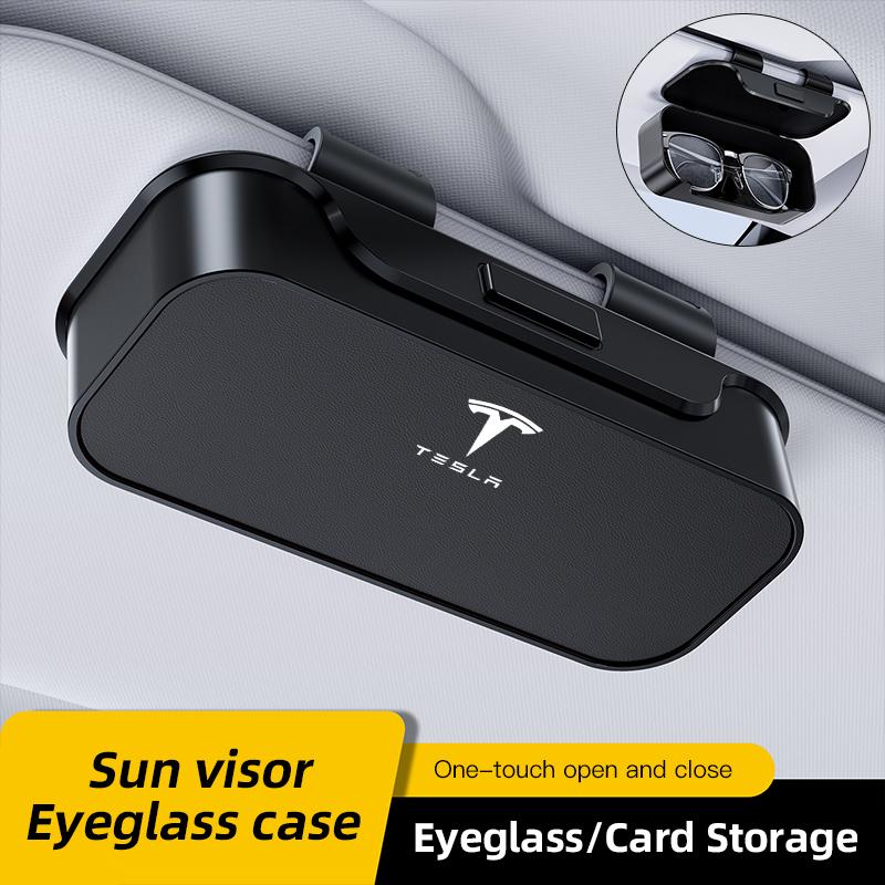 AAAIR1 Car Sticker Sun Visor Organizer Sunglasses Ticket Card Box For Tesla Model 3 Y S X Cybertruck Juguete Roadster Coil Bonina