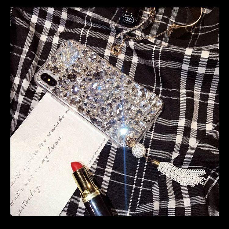 Luxusní 3D módní bling kamínky drahokamy diamanty měkké pouzdro na telefon pro iPhone 16 15 14 13 XS XR 11 Pro Max 12 MiNi třpytivé třásně závěsné ozdoby