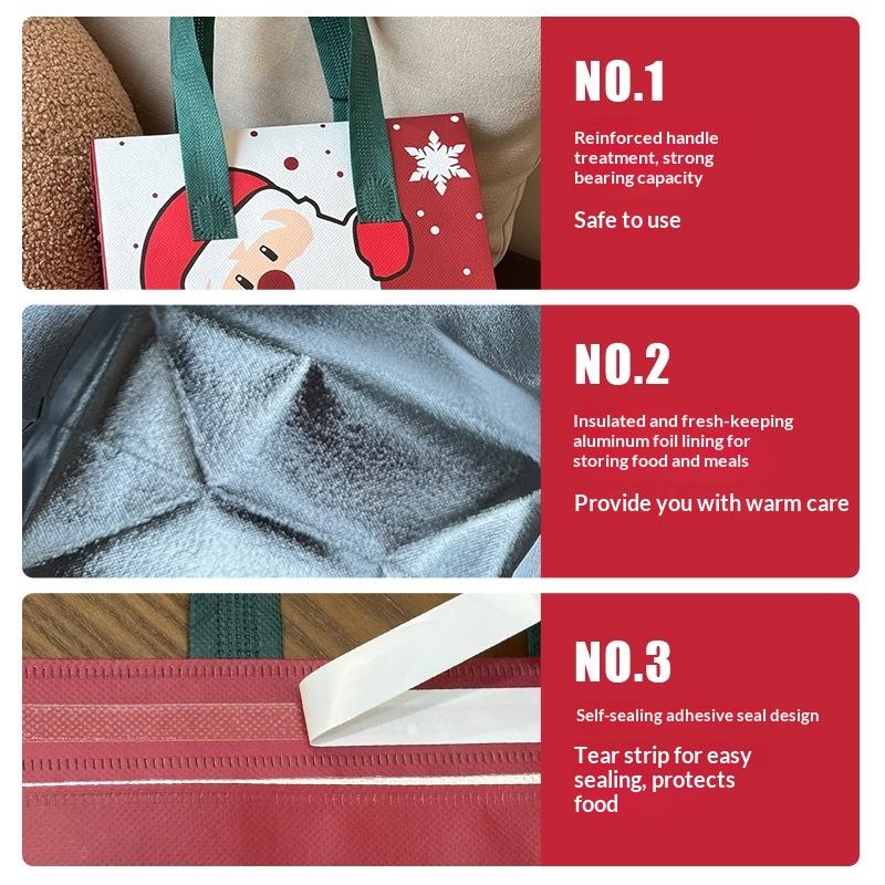 Christmas Insulated Food Delivery Bag Large Commercial Grade Food Transport Tote Bag Reusable Insulated Bag For Food Takeout