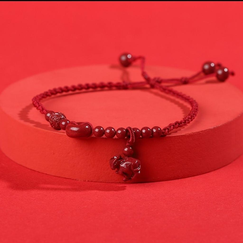 Men's and Women's Zodiac Natural Cinnabar Red Rope Anklet Female Girlfriend Anklet Female