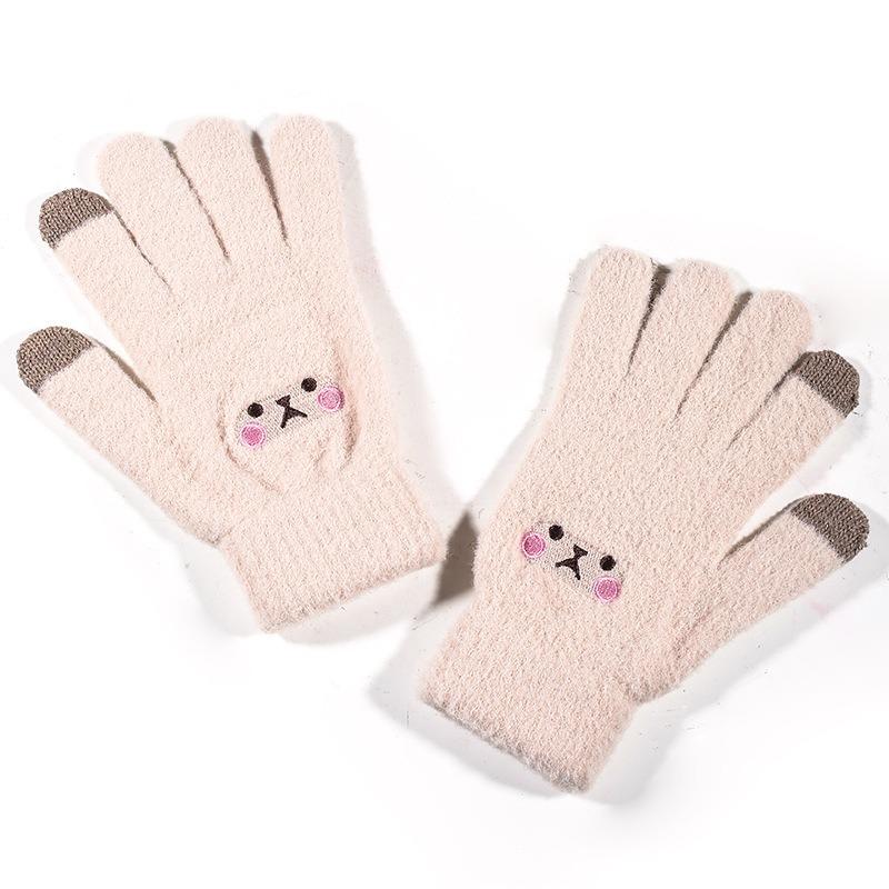 Touch Screen Gloves Women's Winter Knitted Fleece Jacquard Thickened Non-slip Warm Fashion Winter Gloves