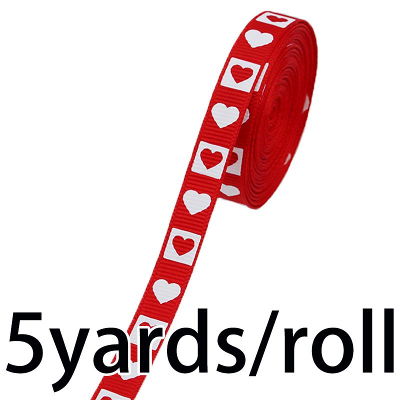 (5 Yards/Packung)10mm Valentinstags-Dekorationsband Geschenkstrauß Verpackungsmaterial Druck Ripsband Geschenkbox Feiertag