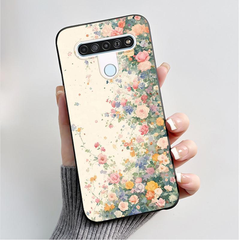 Printing Pattern Case For LG Q61 / LG K61 / LG Q70 Cover Fundas Soft Silicone Black Shell Cute Flower Cartoon Casing Coque Capa
