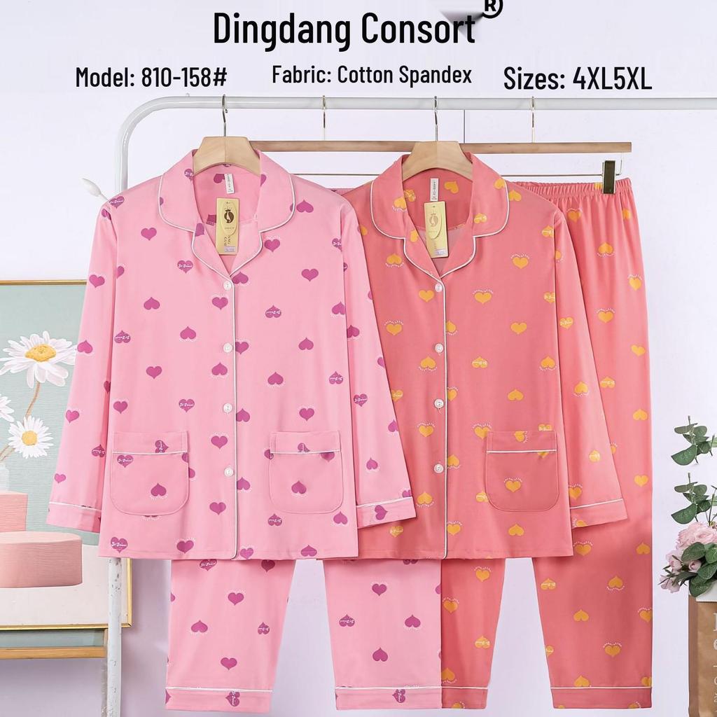 Dingdang Guifei Women's Two-Piece Pajama Set: Autumn/Winter Long-Sleeve Turn-Down Collar Top & Pants, Comfortable & Fashionable Homewear