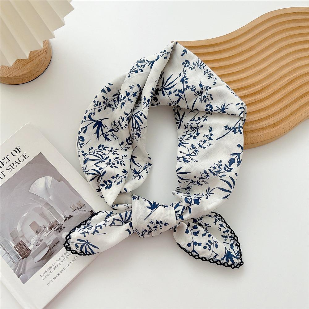 Floral Cotton Linen Print Scarves Scarf Hair Band Square Handkerchief  Scarf Accessories