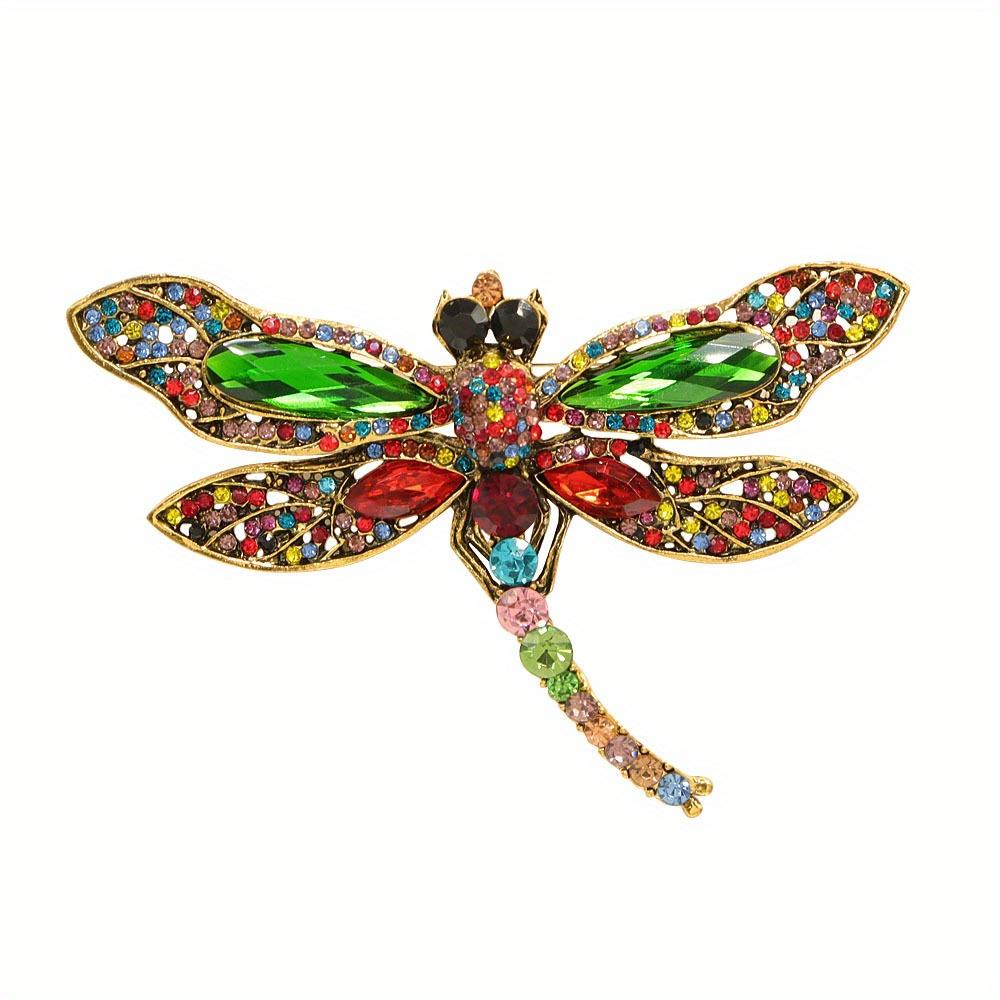 Exaggerated Big Size Crystal Dragonfly Brooch For Women Exquisite Luxury Badges Pin
