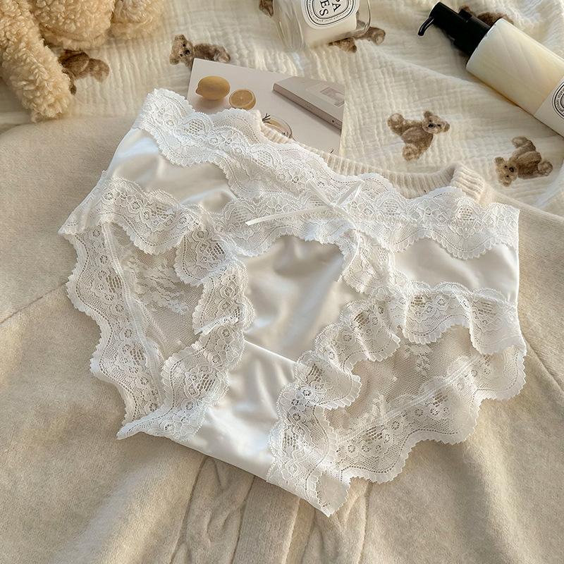 Ladies Sexy Lace Pure Cotton Crotch Antibacterial New Satin Lace Triangle Underwear