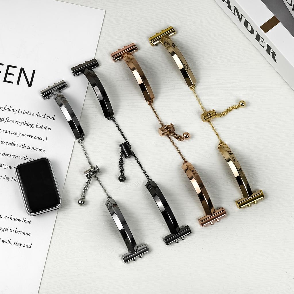 Pulseira Fashion Para Samsung Galaxy Fit 3 Feminina de metal Aço Inoxidável Acessórios para Smartwatch Pulseira Para Galaxy Watch Fit 3 Pulseira