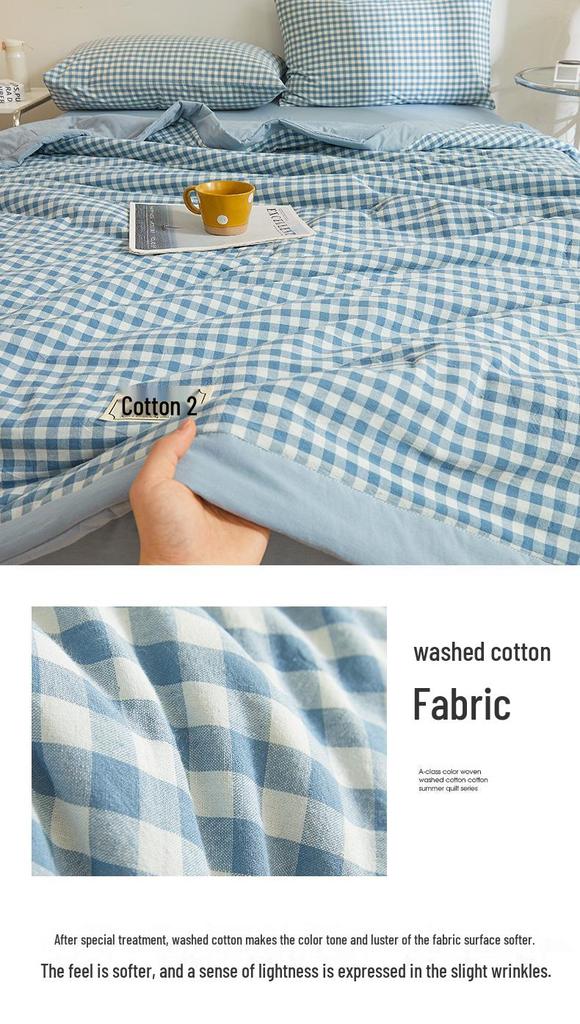 Class A Xinjiang Cotton Summer Quilt - Water-Washed, MUJI Style, Air Conditioning Thin Quilt, Machine Washable, Dormitory-Ready.