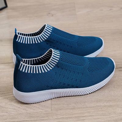 Nouvelles Baskets en Maille Respirante pour Femmes Été à Enfiler Semelle Souple Chaussures de Course Femme Grande Taille 43 Tricot Élastique Ballerines Décontractées