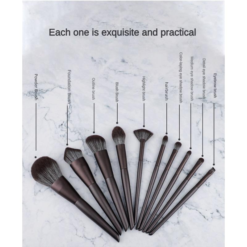 10Pcs Makeup Brush Portable Wooden Handle Eye Shadow Brush Foundation Make-up Beauty Tool