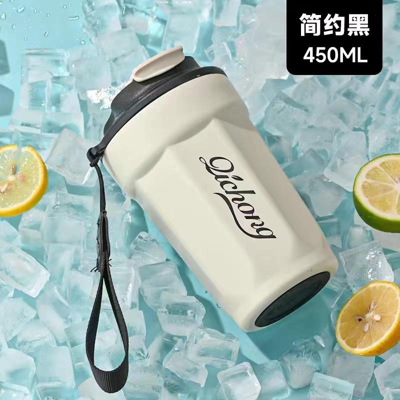 Large Caliber Shaker Cup Food Grade Stainless Steel Thickening Coffee Cup Thermos Bottle Handy Portable Male and Female Students
