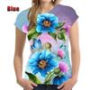 Harajuku Street Fashion Women's Short Sleeve 3D Flower Printed Rose T-shirt Clothing