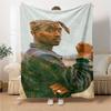 1 Stück 2Pac Hip Hop Decke Weich Leicht Ganzjahres Mehrzweck Überwurf für Sofa, Bett, Büro & Picknicks, Französischer Stil mit Ikonischem Albumcover & Zitaten