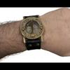 Maritime Steampunk Sundial Compass Wrist Watch Antique Navigation Leather Bracelet, Black