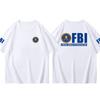 25 Plus Size Cotton Fbi Letter Printed T-shirt Military Style Cotton Jacket Short Sleeved Half Sleeved Casual Round Neck T-shirt