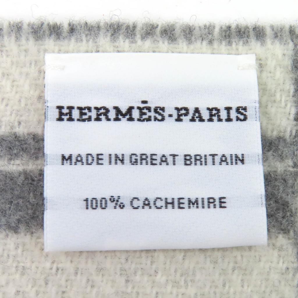 Pristine HERMES Scarf Bande de Repo Two-tone fringe long dress gray cashmere Used