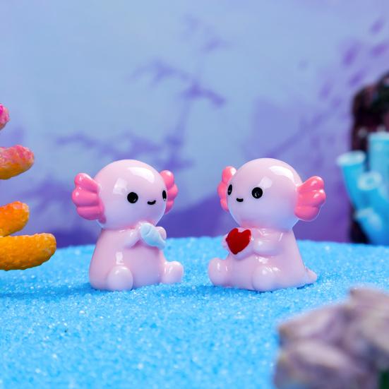 24Pcs Mini Pink Salamander Figurine Cartoon Salamander Resin Statue Miniature Animal Ornament DIY Dollhouse Car Dashboard Desktop Decoration