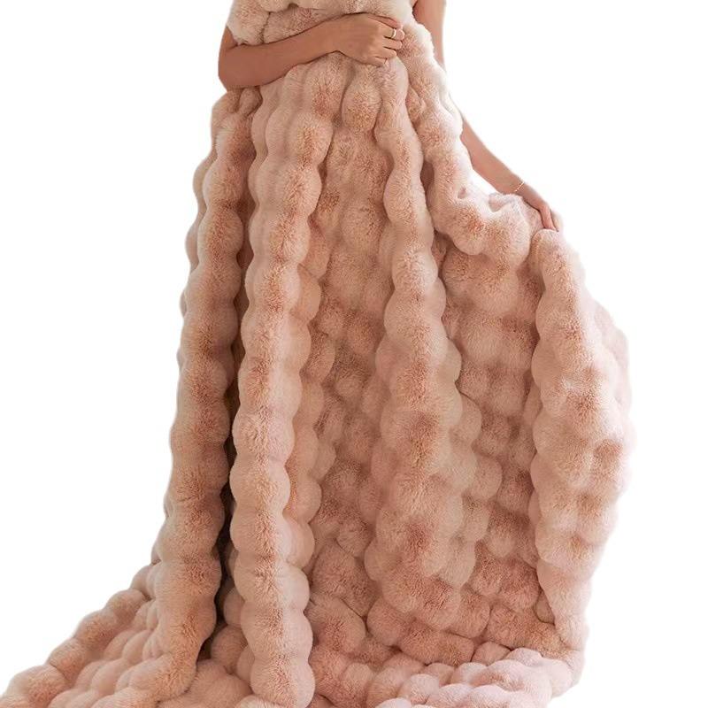 Thickened Tuscany Rabbit Fur Sofa Blanket - Soft, Warm, and Perfect for Autumn and Winter.