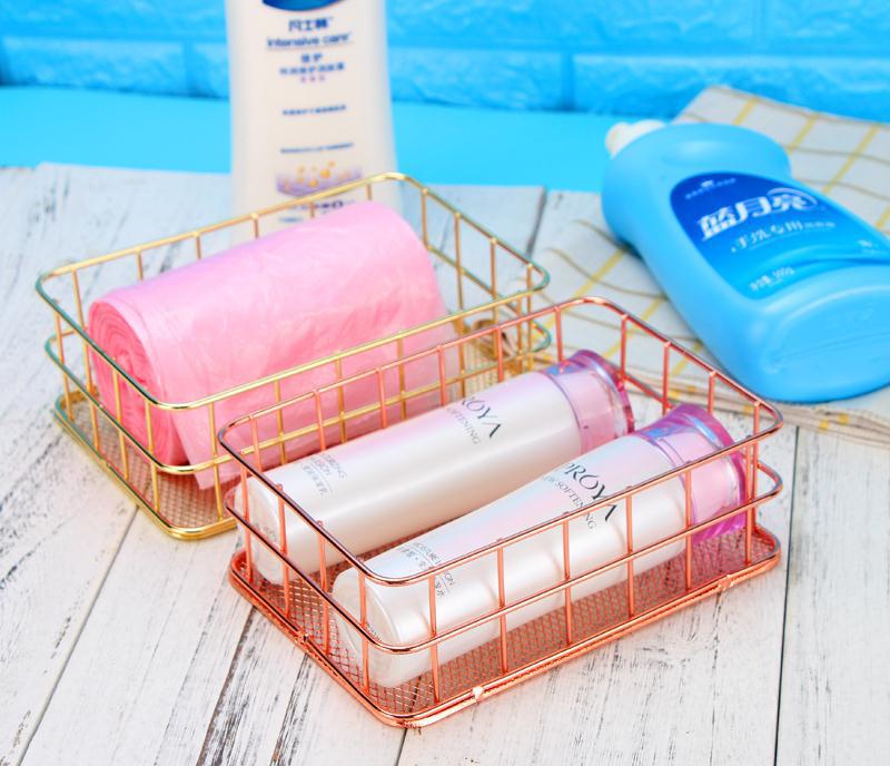 

Gold Iron Fruit and Jewelry Storage Basket for Household Sundries розового золота