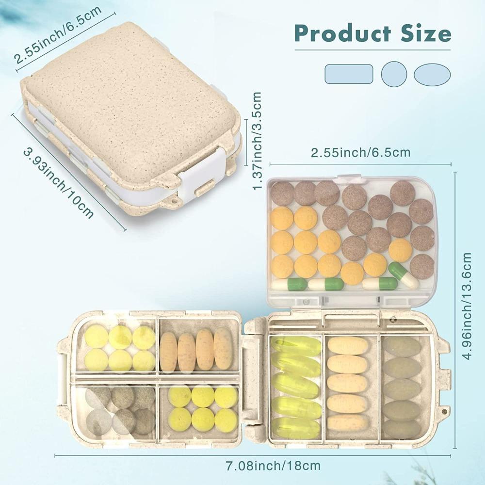 Medicine Box Portable Folding 3-Layer 8-Compartment- Compact Pill Organizer for Sub-Packaging & Storage