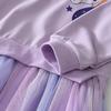 Autumn Girls Dress Girl Cartoon Sweatshirt Mesh Spliced Dress Children's Clothing