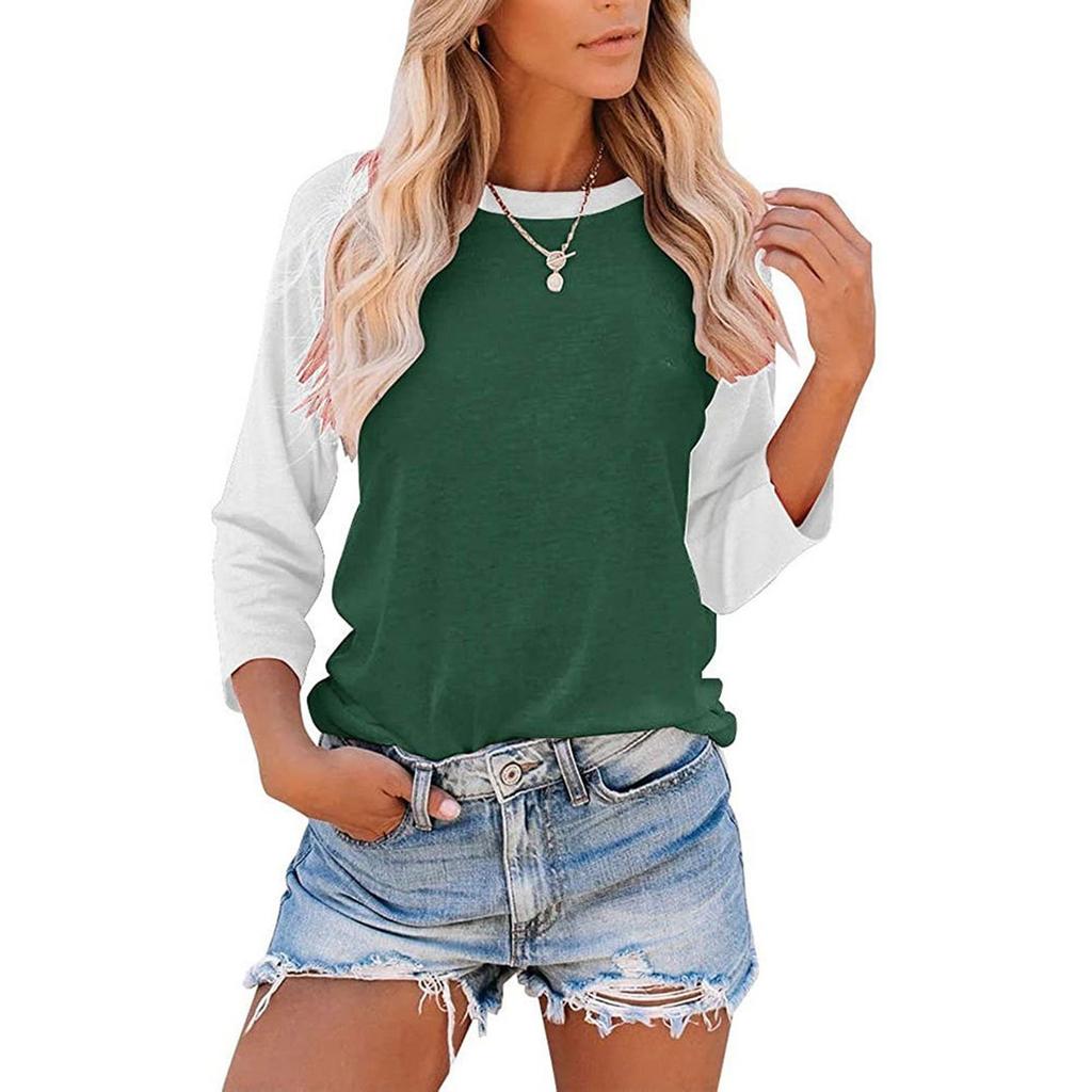 Women's Casual Colorblock Long Sleeve T-shirt Top