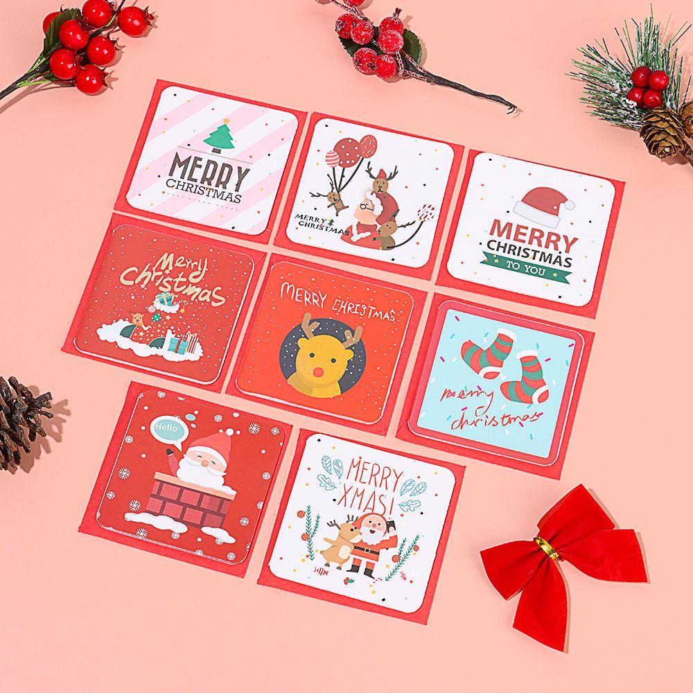 24PCS/Pack Blessing New Year Party Supplies Mini Greeting Cards With Envelope Merry Christmas Postcard Xmas Patterns