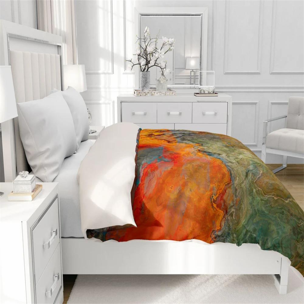 Duvet Cover with Abstract Art In King, Queen or Twin, Silky Smooth Microfiber, Contemporary Bedroom Decor, Modern Bedding Copper
