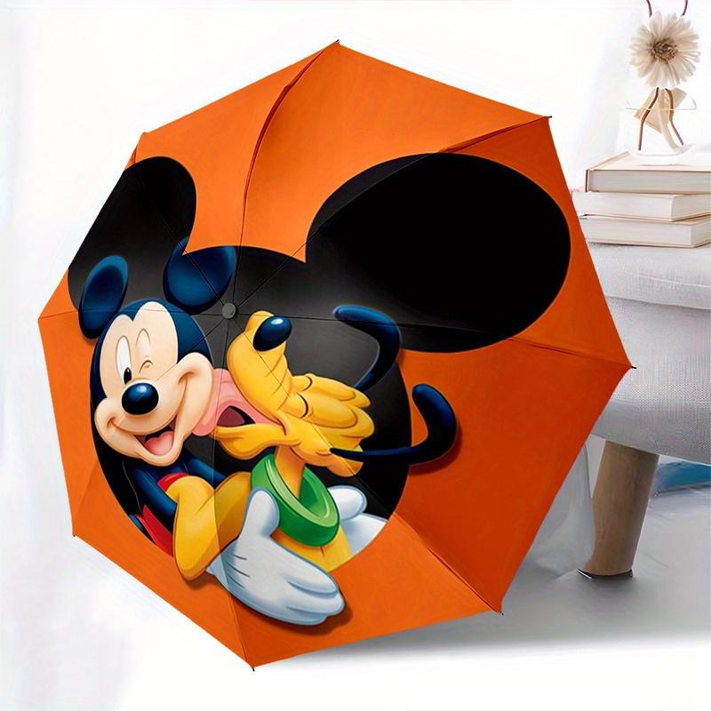 Mickey Mouse Pluto Automatic Umbrella - Tri-fold Portable Umbrella, Best Holiday Gift for Men and Women, Durable Iron Frame, Playful Design,