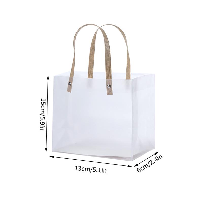 10PCS Transparent Frosted Tote Bag PP Waterproof Companion Gift Candy Bag Flower Wrapping Bag Birthday Wedding Party Supplies