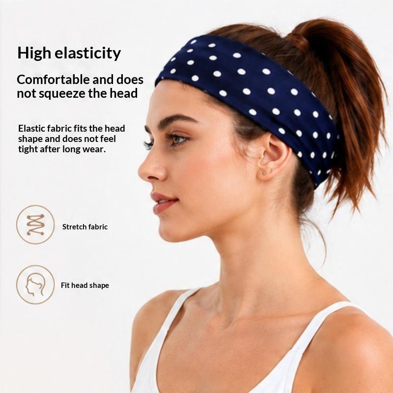 5/8Pcs Polka Dot Sports Elastic Headband Able Makeup Headband, Sports & Fitness Sweat-Absorbent Hairband