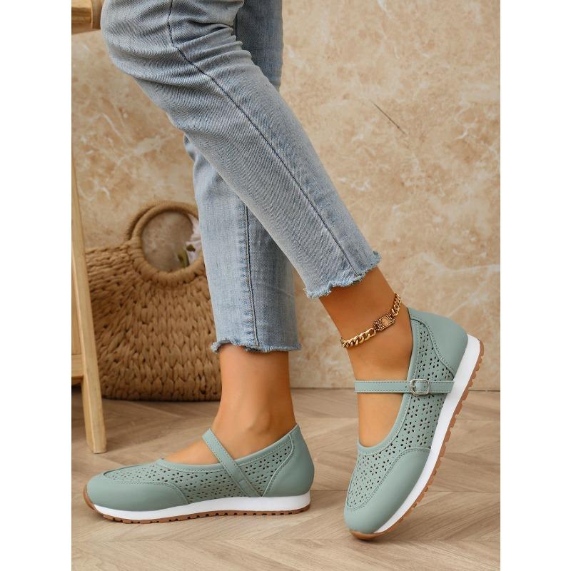 Women's Openwork Sneakers 2025 Summer Oversized Casual Flats Round-Toe Perforated Shoes