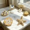 Gold-Toned Shell Shoe Charm, Ocean Themed Summer Shoe Decoration, Seashell Starfish Shoe Charm for Clogs Women Girls Beach Vacation Accessories