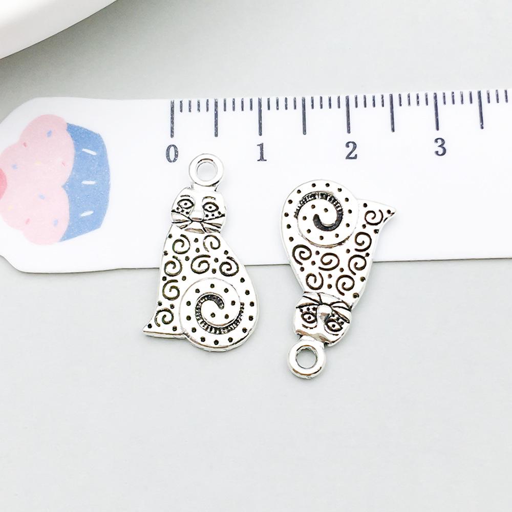 Set di 100 Ciondoli Gatto Farfalla Luna Argento Antico per Braccialetti e Collane Fai da Te