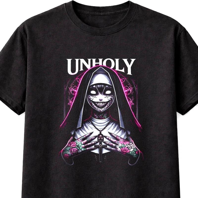 Unholy Gothic Nun Anime Horror Graphic TShirt Dark Unisex Tee S5XL S