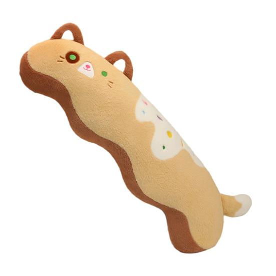 Perna Plus Pisică Cremă Perna Ergonomică pentru Corp pentru Dormit Lateral și Ghemuit 80/100cm Animal Moale de Pluș pentru Pat și Canapă