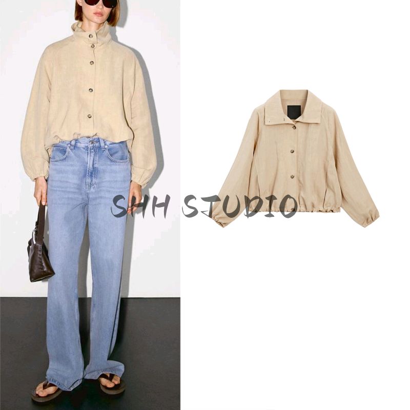 MD Spring New Arrival Women's Clothing Outdoor Casual Lightweight Cocoon Shaped Turtleneck Pilot Jacket Outwear 6711222