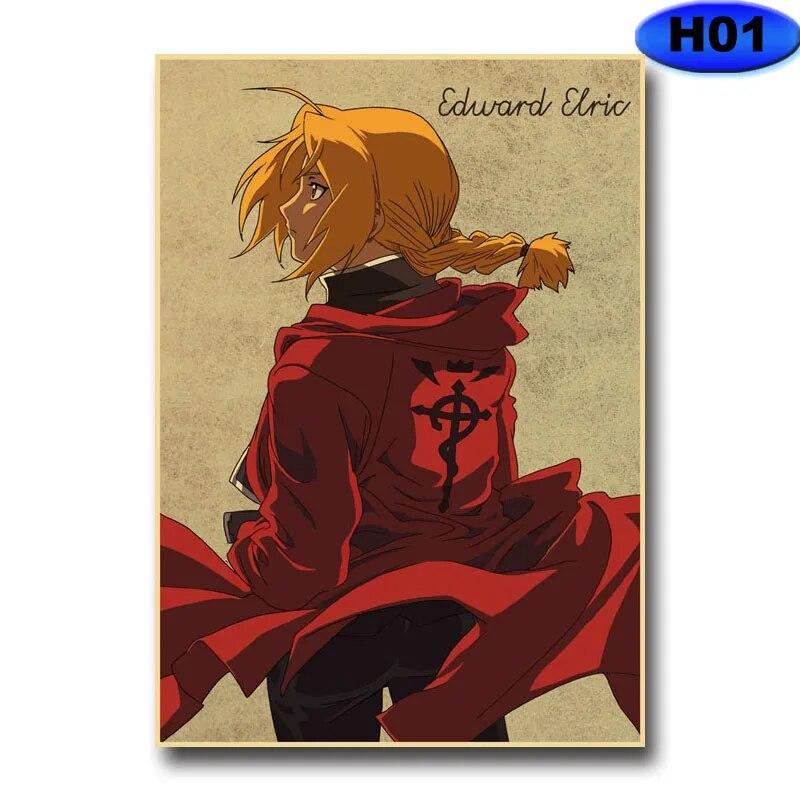 

Стальной алхимик плакат винтажные японские аниме постеры HD принты фотографии домашний декор гостиная бар кафе настенная живопись 30x21cm