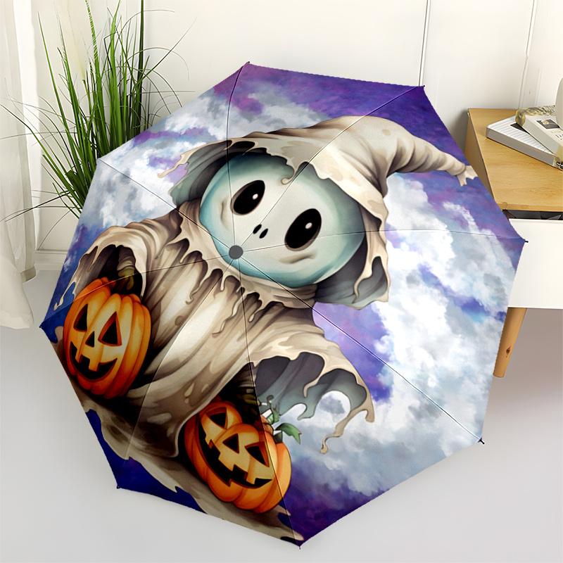 

1pc Halloween Ghost Automatic Opening and Closing Umbrella - Suitable for Various Occasions, Outdoor Activities, Lightweight and Durable Aut