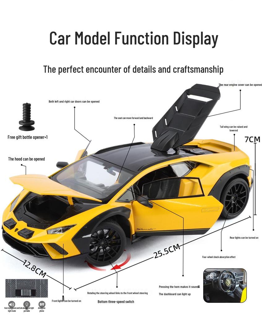 1:18 Alloy Series Lamborghini Bull Sound Light Model Car Toy