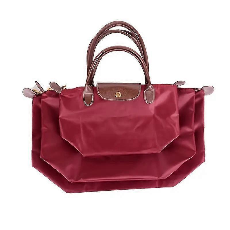 Borsa Shopping Classica Monocolore da Donna in Tessuto Oxford Borsa a Spalla in Nylon Borsa Pieghevole per Riporre