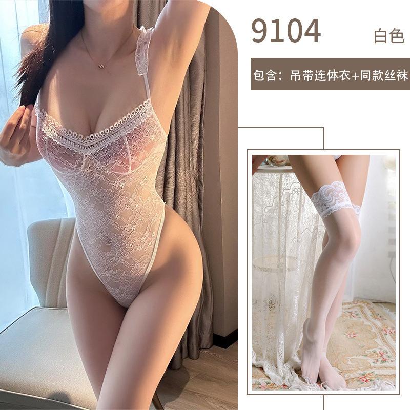 Leaky Chest Perspective Erotic Underwear Temptation Pure Lace Suspenders Small Breasts Show Big Sexy One-piece Open Crotch