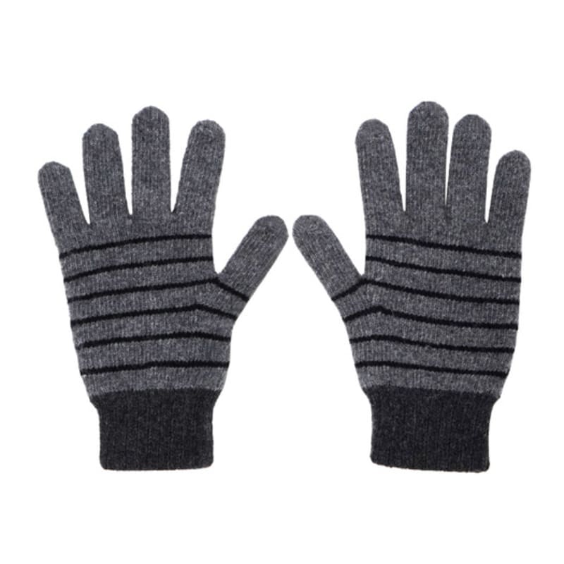 KOOKEESEE Finger Hole Wool Stripe Gloves (grey/charcoal)