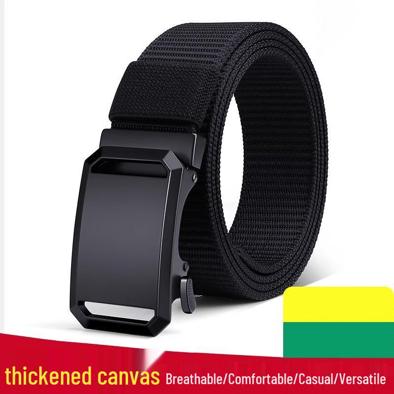 2025 Men's Ultra-Thin Holeless Automatic Buckle Canvas Nylon Leather Belt
