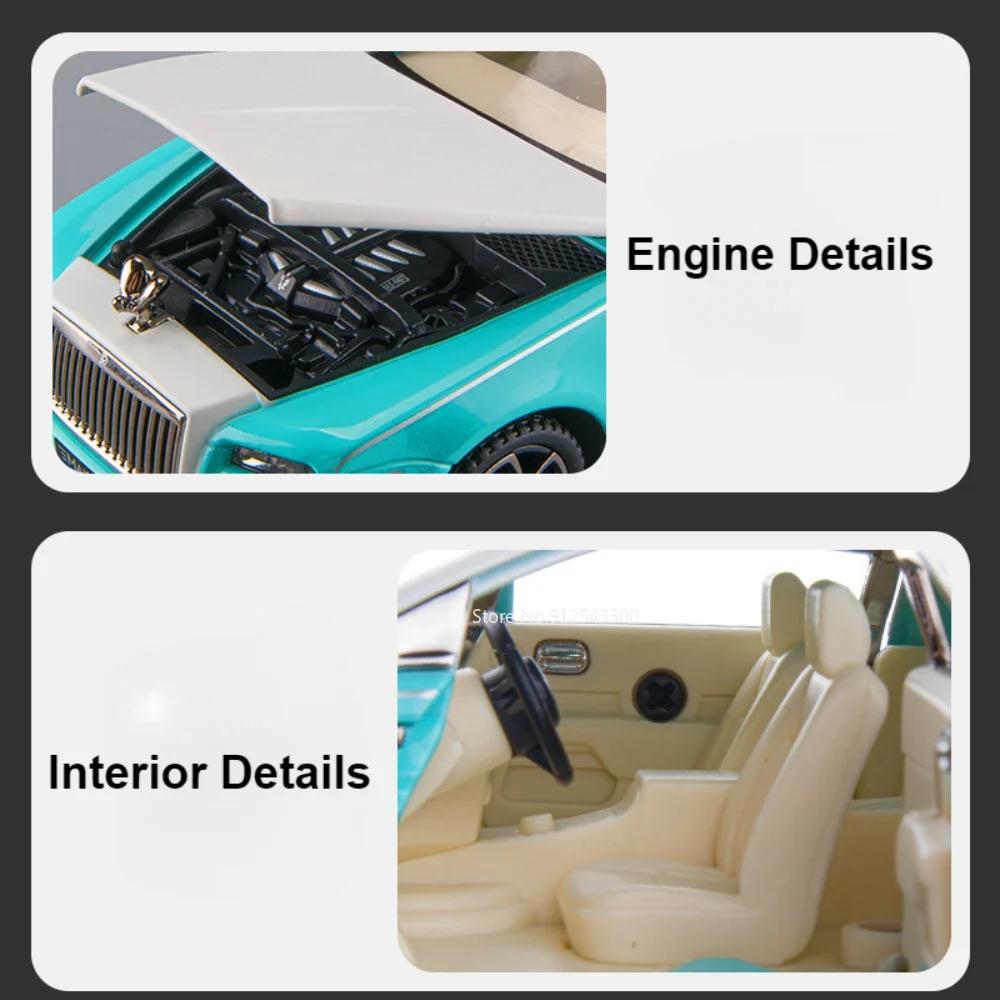 1:32 Scale Rolls Royce Wraith Model Car Toy Diecast Metal Sound Light Doors Opened Luxury Vehicle Models Collection Gifts Boy